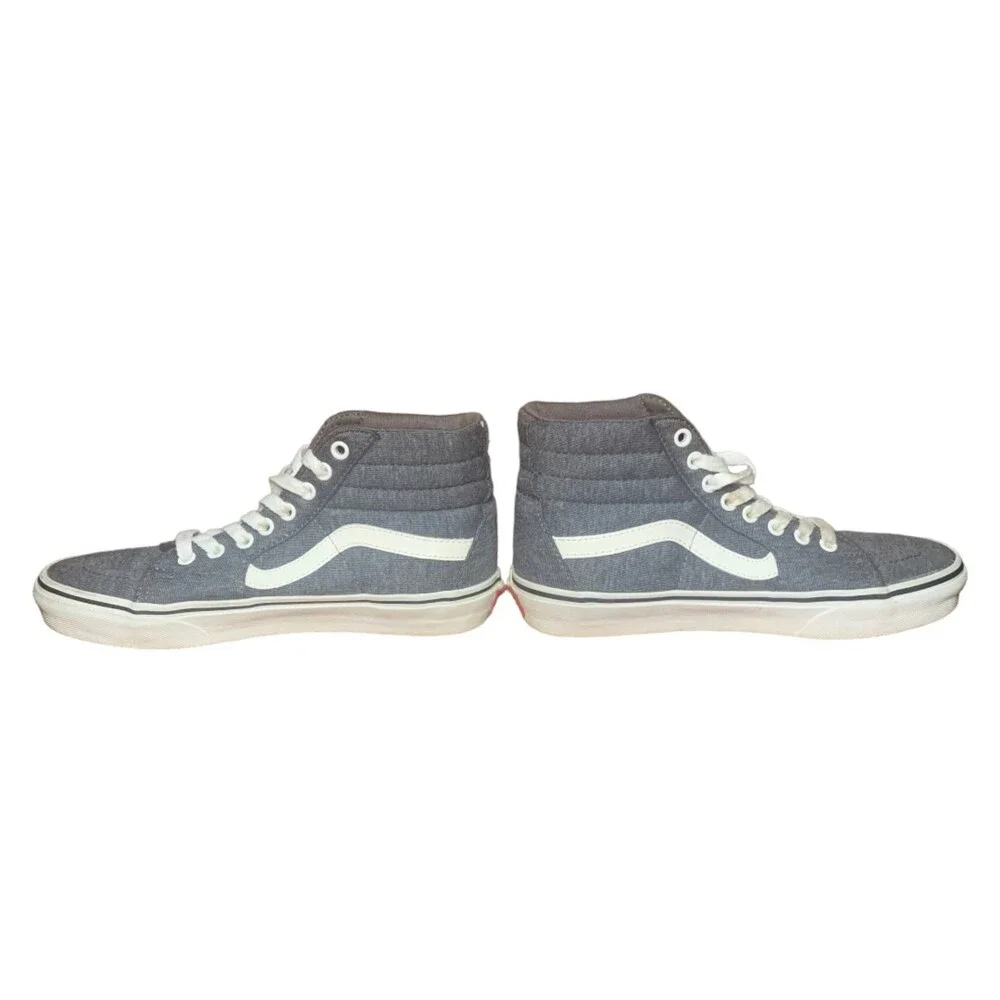 VANS Sk8-Hi Jersey Fabric Shoes Gray White Size Men 5.5 Women 7